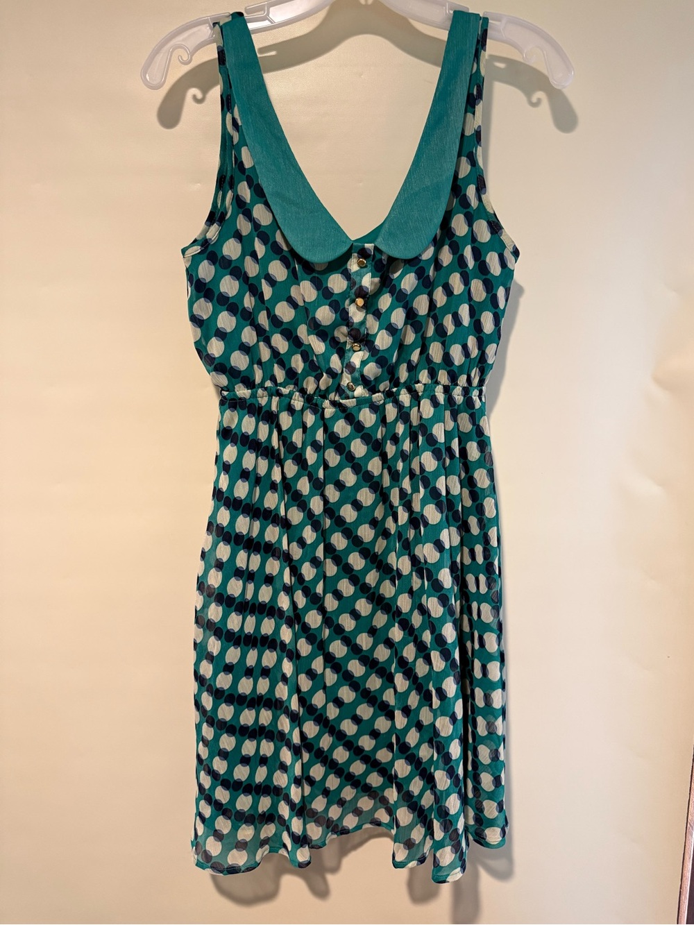 Xhilaration Teal Polka Dot Sleeveless Polka Dot Dress, size small